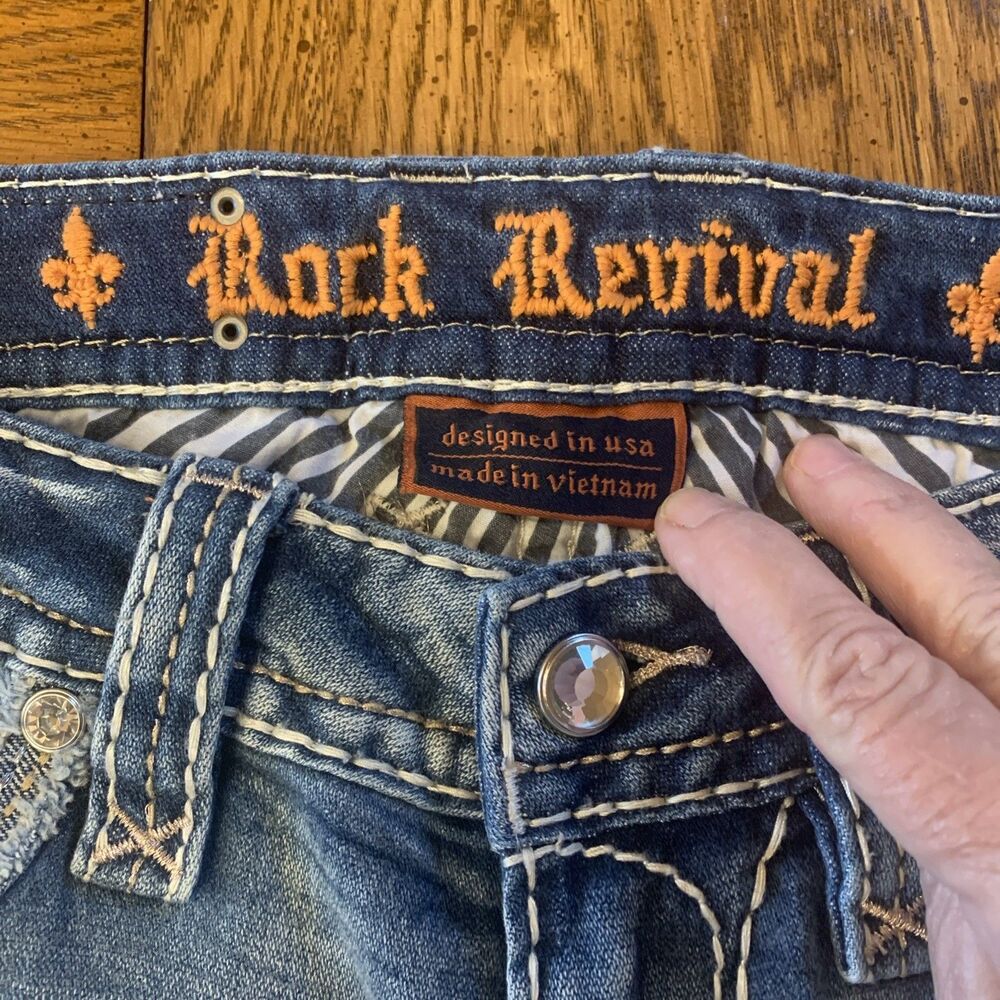 $169 Rock Revival Aloisia Women's 25 Denim Jeans Ankle Skinny Stretch Blingy
